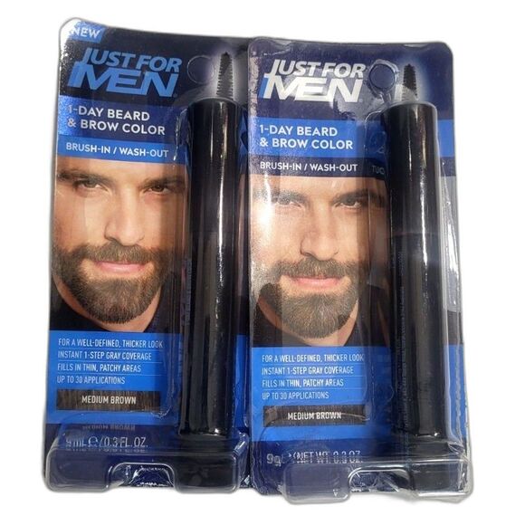 Just for Men 1Day Beard & Brow Color Temp Color for Beard and Eyebrows MED BROWN - Picture 1 of 7